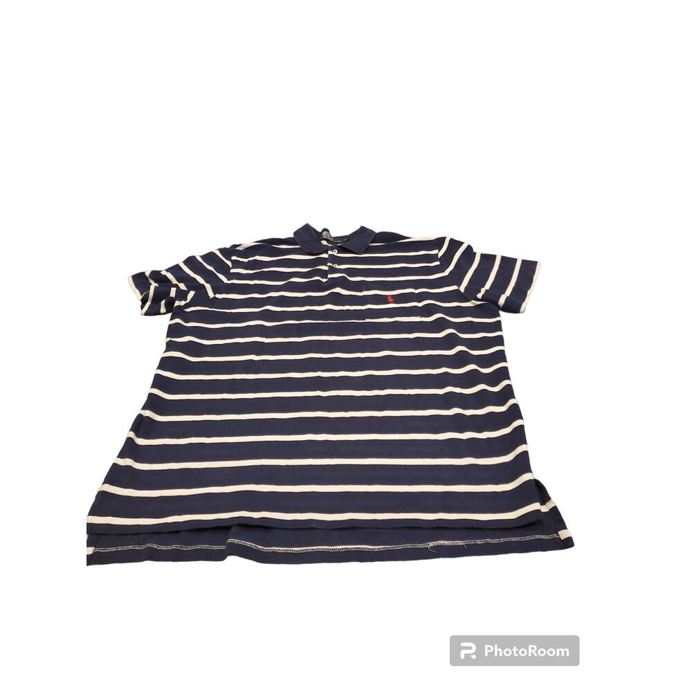 Polo Ralph Lauren Striped Polo‎ Shirt 2XL/XXL Mens Navy White Preppy Nautical